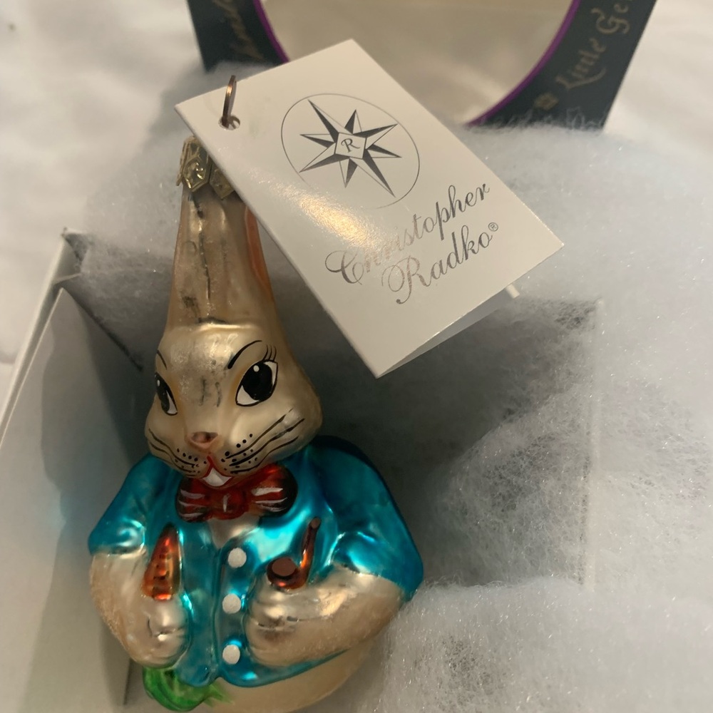 Radko Blue Rabbit Holiday Ornament - Picture 2 of 6